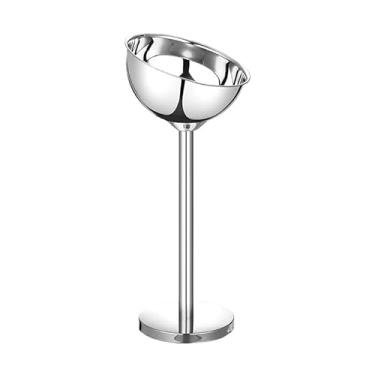 Imagem de Balde de gelo de parede dupla de aço inoxidável de grande capacidade balde de gelo vertical champanhe vinho cerveja champanhe balde de champanhe (prata)