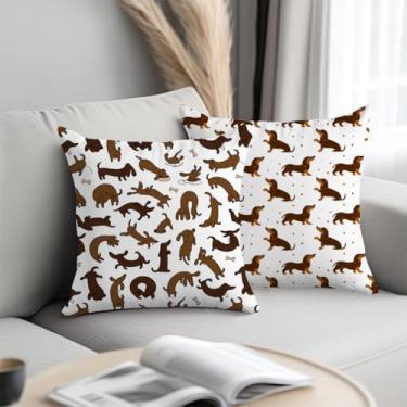Imagem de 2 peças de capas de almofada de cachorro caprichosas 45,7 x 45,7 cm, capas de almofada quadradas engraçadas, fronhas decorativas para sofá, sala de estar, quarto, presentes para amantes de cães