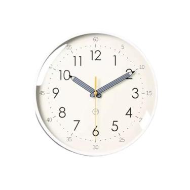 Imagem de KEG801302 Relógio de parede, sala de estar, sala de jantar, quarto, relógio de parede silencioso, relógio doméstico branco, adequado para sala de estar, estudo, quarto, escritório. Relógio de parede