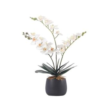 Imagem de KEG801302 Flores falsas borboleta orquídea simulação flor bonsai criativo arranjo floral decoração de mesa sala de estar armário TV decoração de móveis