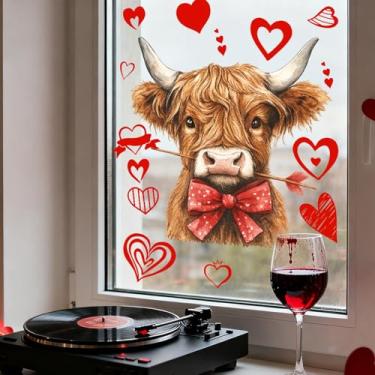 Imagem de Adesivos fofos para janela de dia dos namorados com design de coração de linha reutilizável para janela estática para decoração de exibição de porta de vidro de festa de aniversário de casamento, 1