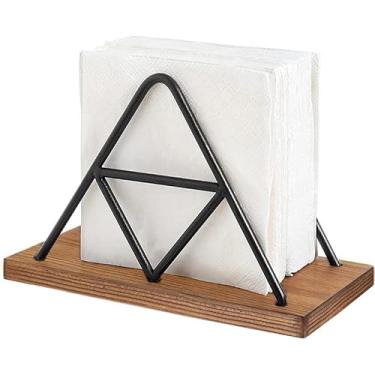 Imagem de Suporte de caixa de lenços de papel triangular Toalheiro de metal anel de aço rack de papel de guardanapo vertical restaurante ocidental toalha de papel de ferro forjado rack de acabamento capa de