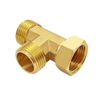 Imagem de Lovegarden Adaptador de mangueira de jardim 3/10.2 cm GHT fêmea x macho x macho conector de mangueira de latão giratório para torneira RV limpeza de rega ao ar livre