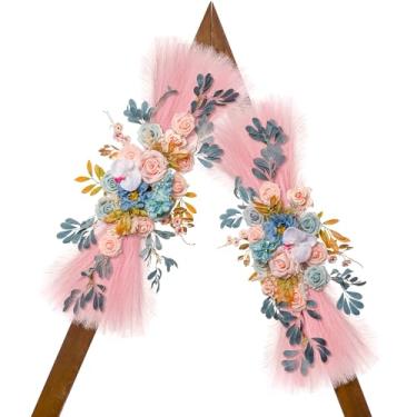 Imagem de Lisuun Flores de arco de casamento, flores artificiais para decoração, flores grandes para decoração floral estilo boho cerimônia de casamento - Pacote com 2