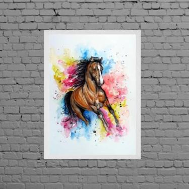 Imagem de Quadro Decorativo Cavalo Aquarela 33X24Cm