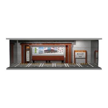 Imagem de JunZheHub Vitrine para Estacionamento em Escala 1:64 com Miniaturas de Carros em Metal Fundido para Colecionadores, Ideal para Exibir Figuras E Bonecas, Tema de Ponto de ônibus, Tamanho real