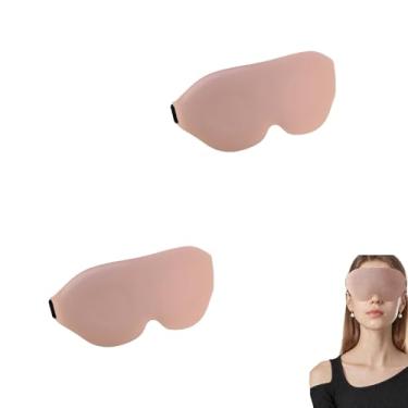 Imagem de PLAYTHROUGH Máscara de dormir 2 peças, máscara de dormir 3D com alça elástica ajustável para viagem de soneca, leve (rosa)