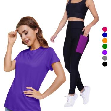 Imagem de Conjunto CAMISETA Blusinha DRY + CALÇA LEGGING BOLSOS Femininos Academia Fitness Furadinho 628-Feminino