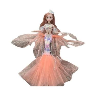 Imagem de Boneca Sereia De 45cm Com Olhos Azuis, Vestido De Princesa, Brinquedo 