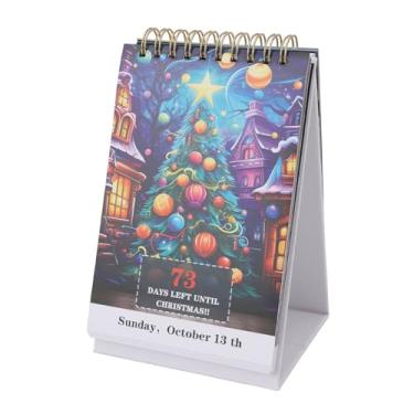 Imagem de Calendário de contagem regressiva de Natal de 100 dias 2024 Calendário do advento Rasgue o calendário de mesa de contagem regressiva festiva para decoração de escritório em casa