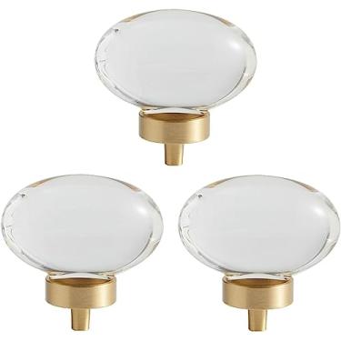 Imagem de JGHITROME Puxadores de gaveta de cristal de strass, puxador de gaveta estilo europeu, puxadores de armário de cozinha de cristal, puxador de porta de móveis em forma de ovo de pomba, puxadores de