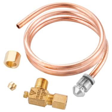 Imagem de Tubo piloto tubo de cobre de 3/40.6 cm OD X 20' com válvula piloto 2065643, tubo de queimador piloto dobrável com válvula de ajuste de substituição para equipamento de gás de cozinha de hotel