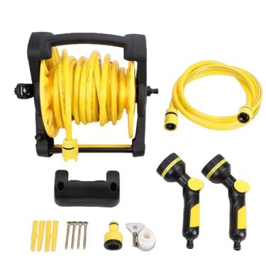 Imagem de Yosoo Carretel de Mangueira de Jardim Carretel de Tubo de água de Liga de Alumínio para Serviço Pesado Com Bico Pulverizador Mangueira de 49,21 Pés para Exterior, Alça de Enrolamento,