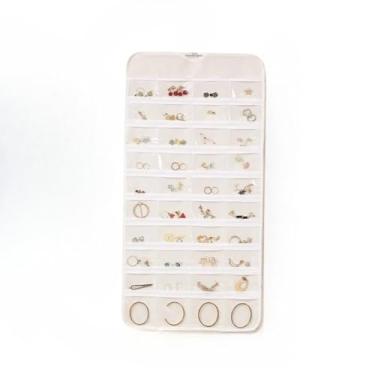 Imagem de Organizador de Joias com 80 Bolsos,Porta Bijuterias Grande(Branco-80 Bolsos)