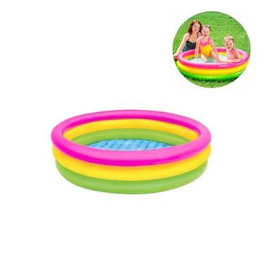 Imagem de Piscina Inflável Infantil 500 Litros Colorida com Bordas Macias para Verão
