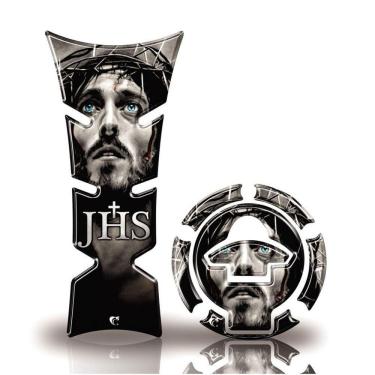 Imagem de Kit Protetor De Tanque E Bocal Moto Yamaha Jesus Cristo Acima 2016 Preto