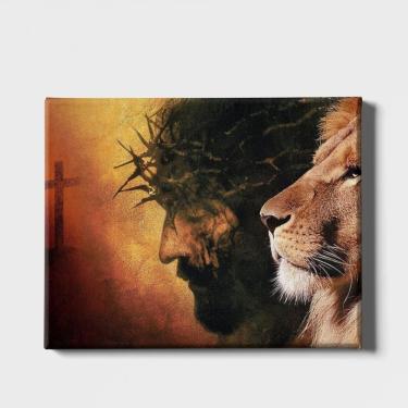 Imagem de Quadro Decorativo - A Força De Jesus E O Poder Do Leão