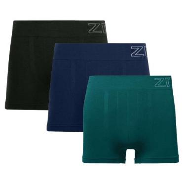 Imagem de Kit 3 Cuecas Boxer sem Costura Preto, Navy e Verde Zee Rucci, P