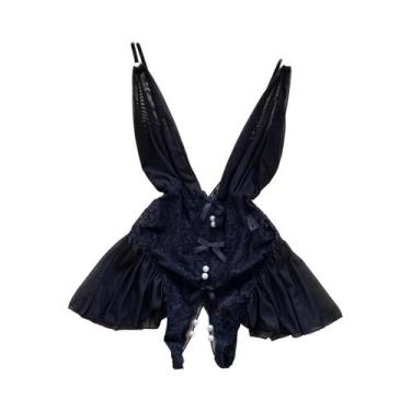 Imagem de Macacão Feminino Sem Mangas, Justo, Costas Nuas, Com Saia Plissada Min