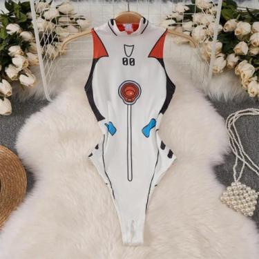 Imagem de Macacão Feminino Sem Mangas, Justo, Costas Nuas, Com Saia Plissada Min