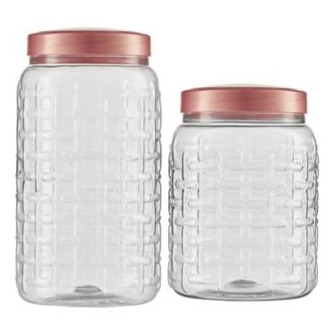 Imagem de 2 Potes Mantimentos Biscoito Tampa Rose Rosca Bandeirante, Trasparente