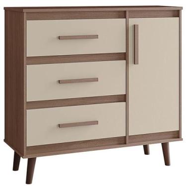 Imagem de Cômoda Sapateira Pé Palito 1 Porta 3 Gavetas Lima Savana / Off White -