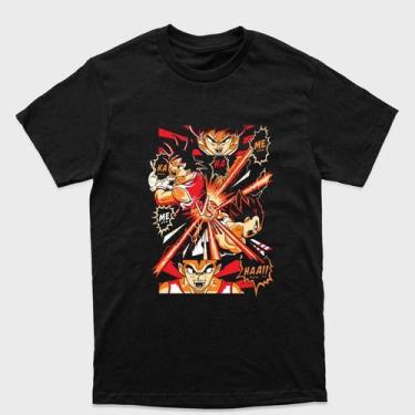 Imagem de Camiseta preta algodão ou Drytec Dragon Ball  Goku e Vegeta  VS Kameha