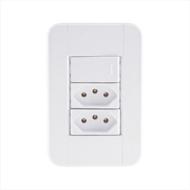 Imagem de Conjunto 4x2 com 1 Interruptor Simples 10 A 250 V e 2 Tomadas 2P+T 10 A 250 V Tramontina