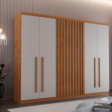 Imagem de Guarda Roupa Denver Casal 6 Portas Com Pés Rufato Naturale/off White