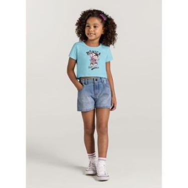 Imagem de Blusa cropped Turma da Monica infantil menina Brandili Azul-Feminino
