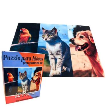 Imagem de Quebra-Cabeça Animais Mdf 300 Peças Gato, Cachorro E Arara - Coleção T