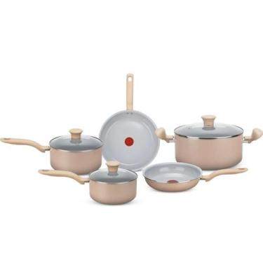 Imagem de Jogo De Panelas Rochedo Light Sand Antiaderente 5 Peças, Vanilla, 5 pe