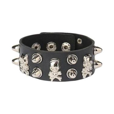 Imagem de Pulseira Unissex Punk Gótica Rock Com Pontas E Rebites, Bracelete De P