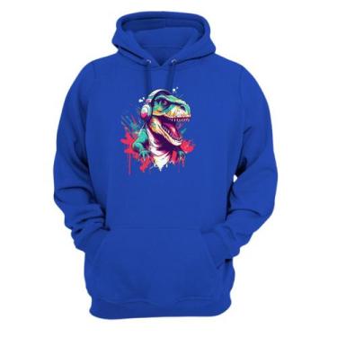 Imagem de Blusa Moletom Canguru Infantil Frio Inverno Estampada Dinossauro Com F