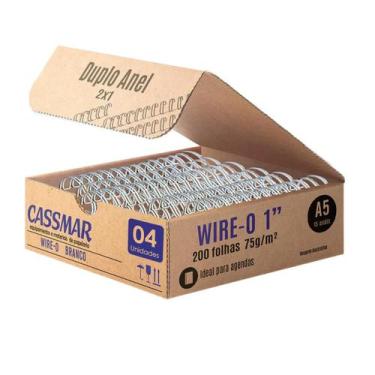Imagem de Wire-o para Encadernação A5 1 2x1 para 200fls Branco 04un - Cassmar