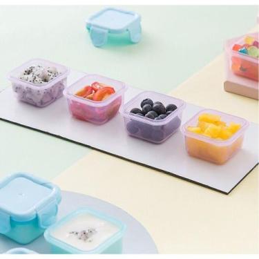 Imagem de Kit com 4 mini potinhos para papinha 50ml micro-ondas freezer bpa free