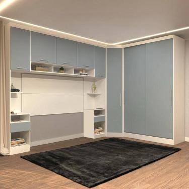 Imagem de Guarda Roupa Queen Modulado Cp07 Taiga Branco/Grey L01 - Mpozenato