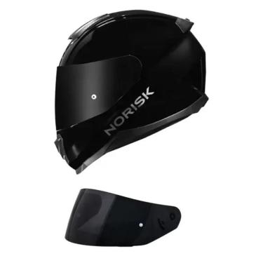 Imagem de Capacete Norisk Razor Monocolor Preto Brilhante Mais Viseira Fumê-Unissex