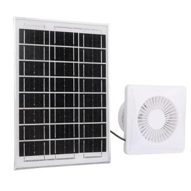Imagem de Jiawu Exaustor Solar, Painel Solar de 6 W + Ventilador de Ventilação de 4", com Adaptador de Energia,Exaustor Solar com Suporte para Galinheiro,Galinheiro,Estufa,Casinha de Cachorro