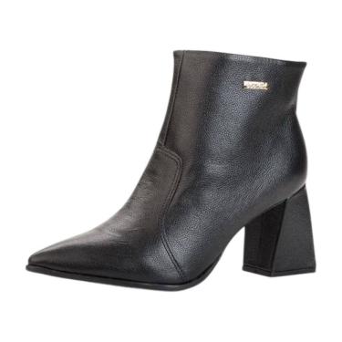 Imagem de Bota Feminina Salto Medio Bloco Couro Confortavel Bebece