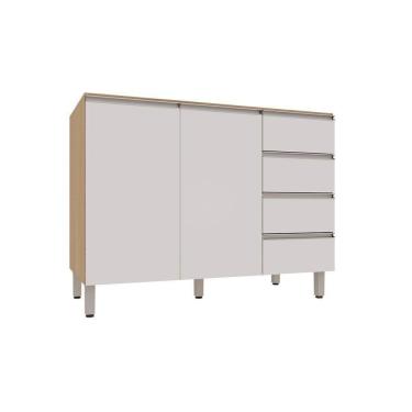 Imagem de Balcão Para Pia Sem Tampo 2 Portas 4 Gavetas 120cm Essenza L Andorra/branco