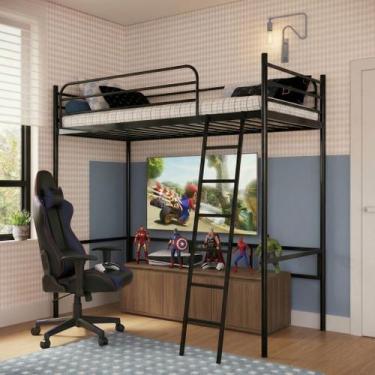 Imagem de Beliche Suspenso de Ferro Solteiro - Nick - Camas & Beliches, Preto
