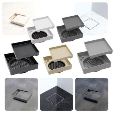 Imagem de Ralo Oculto 10x10cm Quadrado Invisível Banheiro Box Cozinha Lavanderia