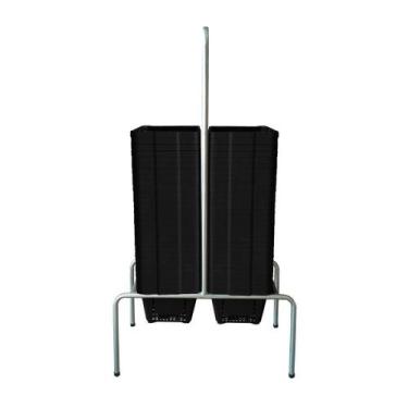 Imagem de KIT - Suporte para cestos de compras Duplo + 60 cestos D100 Preto supe