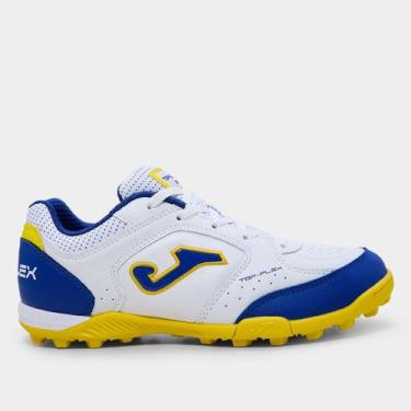 Imagem de Chuteira Infantil Society Joma Top Flex, Branco, Azul, 35