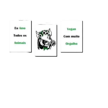 Imagem de Quadros Placas Mdf 6mm Cozinha Vegano Quarto Sala 3 Un 29x20 - SHOPPIN