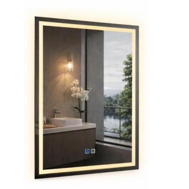 Imagem de Espelho led Banheiro 3 Cores de Luz Com Desembaçador 80x60cm - Fino In
