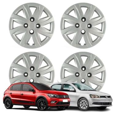 Imagem de Jogo Calota Aro 14 VW Gol Voyage até 2012 Saveiro Cubo Alto Prata 048C