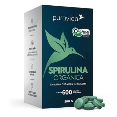 Imagem de Spirulina Orgânica 500mg 600 Tabletes Puravida-Unissex