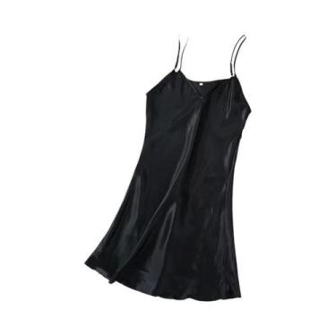 Imagem de Camisola Feminina De Seda Gelada Com Alça Ajustável, Pijama Fino Sexy,